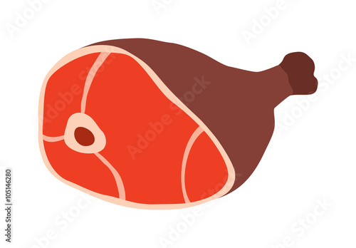 Pork leg with bone vector illustration.