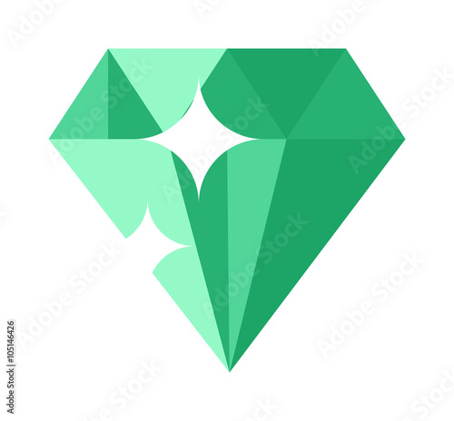 Flat design of Green  gemstone illustration. 