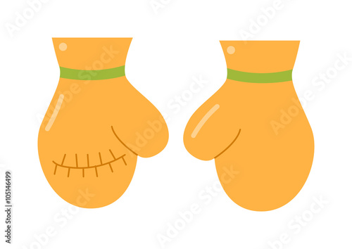 Pair of yellow boxing gloves vector illustration.