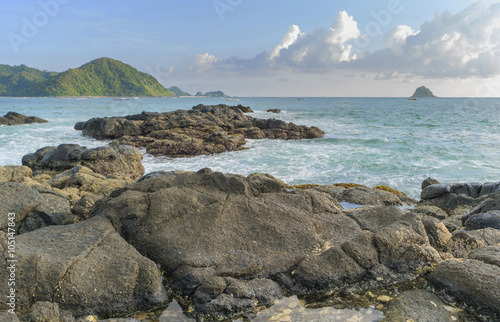 Natural rock with strong water wave at Belanak Beach, Lombok, Indonesia © mawardibahar
