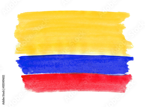 Flag of Colombia painted with gouache