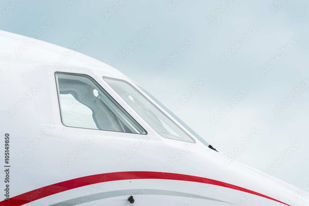 Closeup of Luxury private jet Cockpit