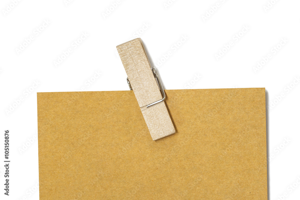 Fototapeta premium Blank label with wooden clip