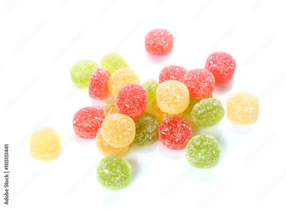 Colorful Sweet jelly  Isolated on white