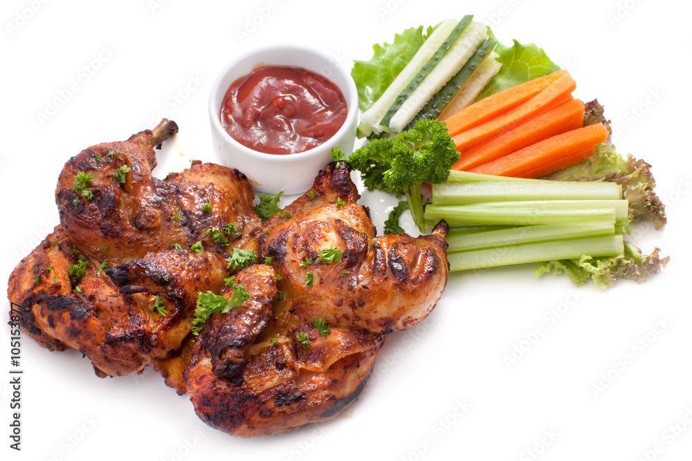 Greeled chicken with herbs and fresh vegetables Greeled chicken with herbs and fresh vegetables