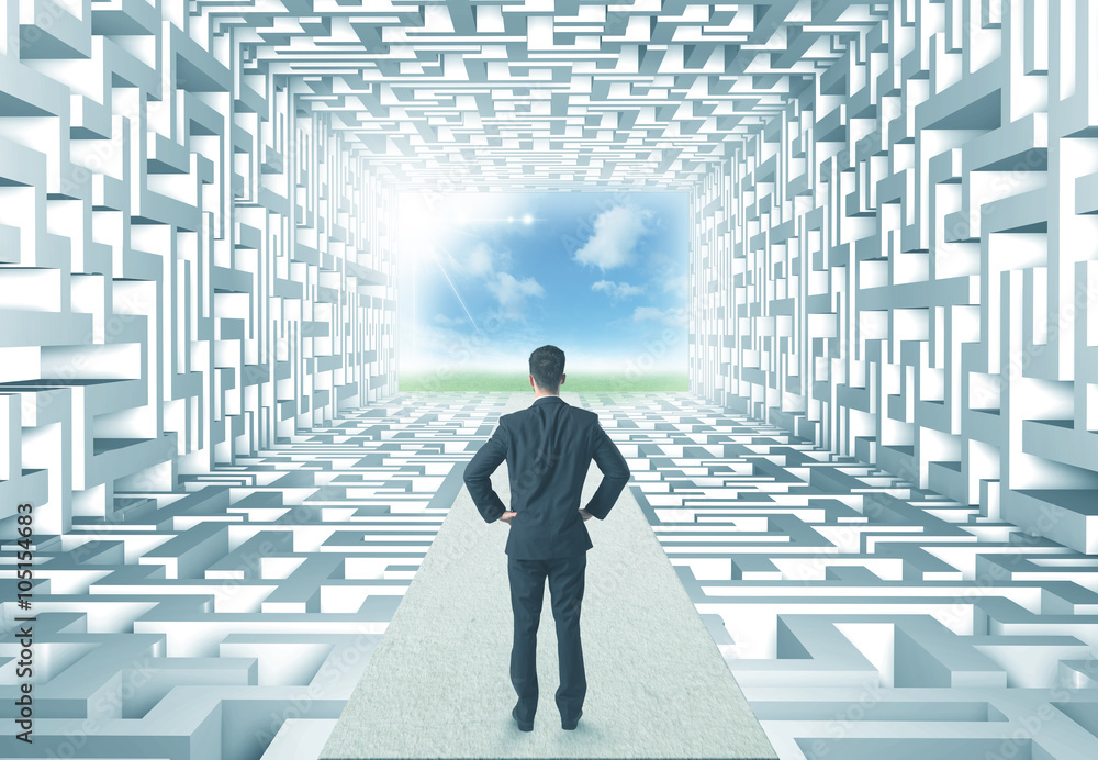 Businessman in labyrinth
