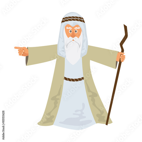 Vector illustration of Moses standing for Passover.
