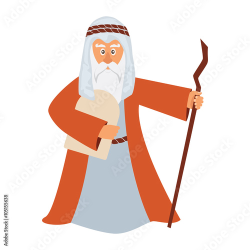 Vector illustration of Moses standing for Passover.