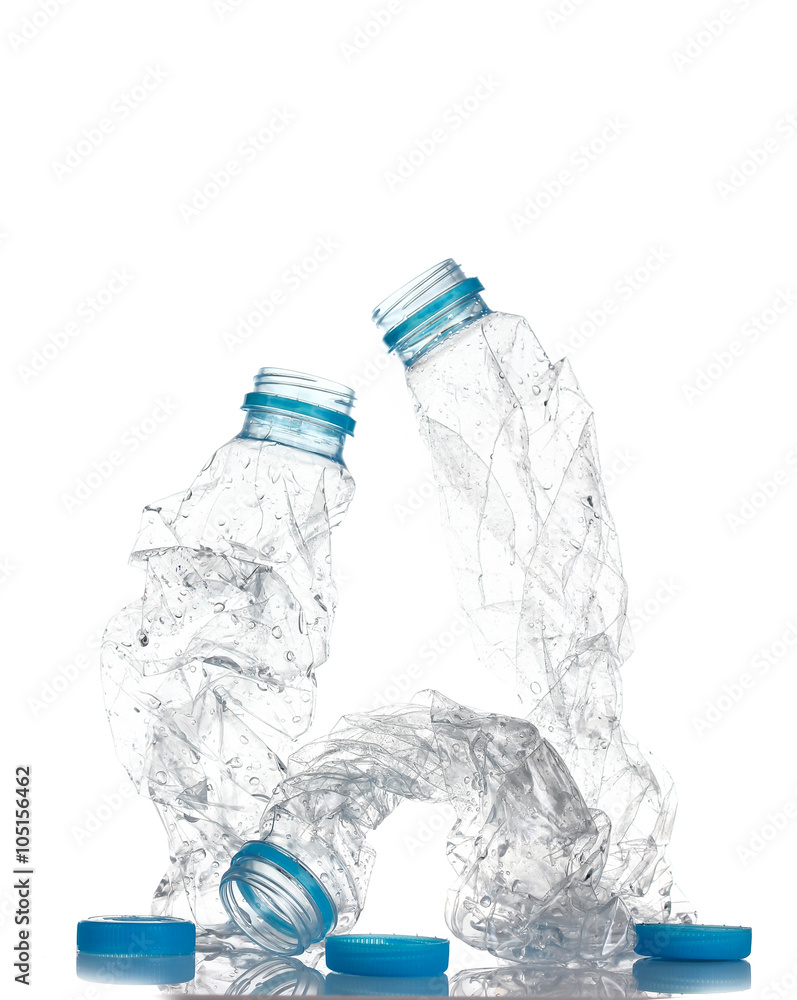 Used plastic bottles isolate on white Used plastic bottles isolate on white