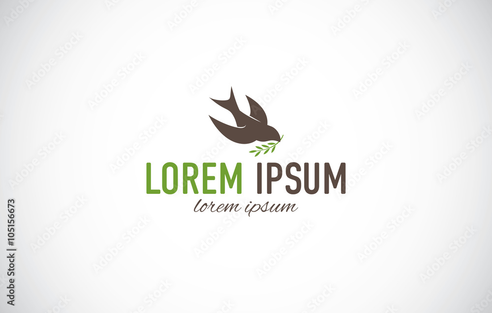 Fototapeta premium bird with leaf logo