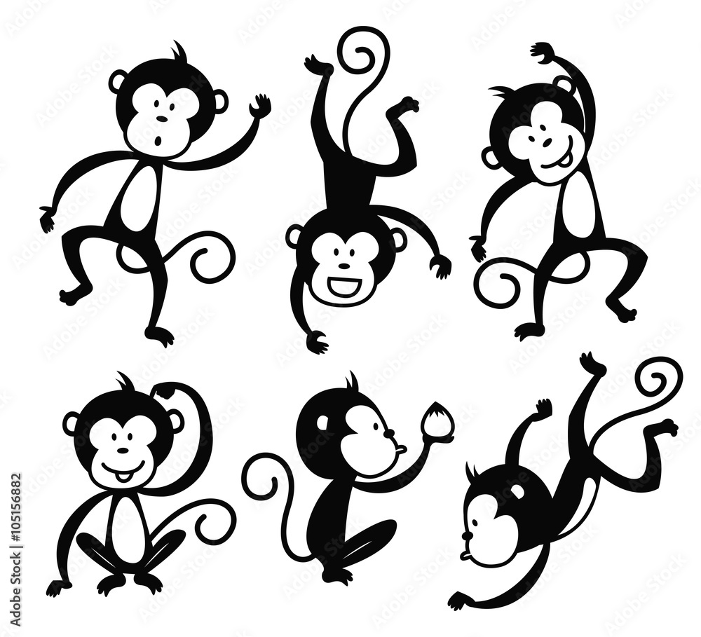 Obraz premium set of cartoon monkey vector element suitable for Chinese new year event