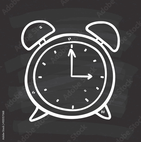 clock doodle on chalkboard background