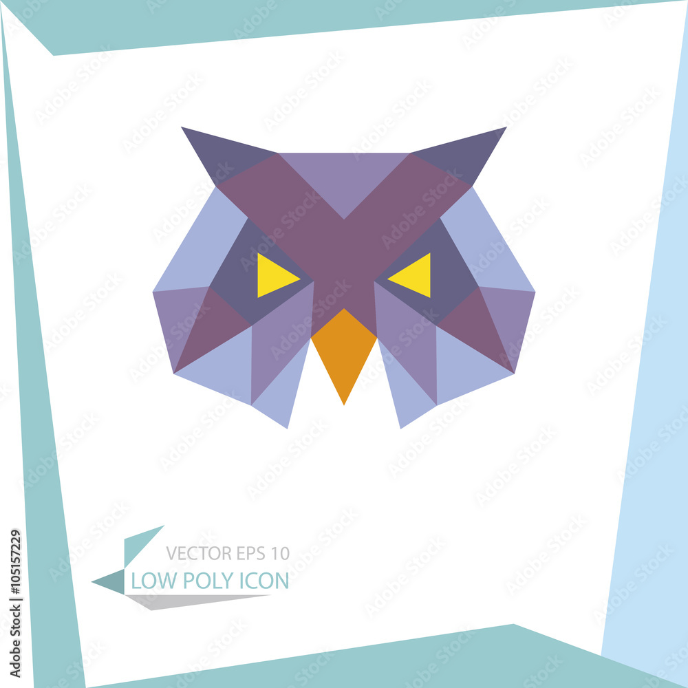 low poly animal icon. vector owl