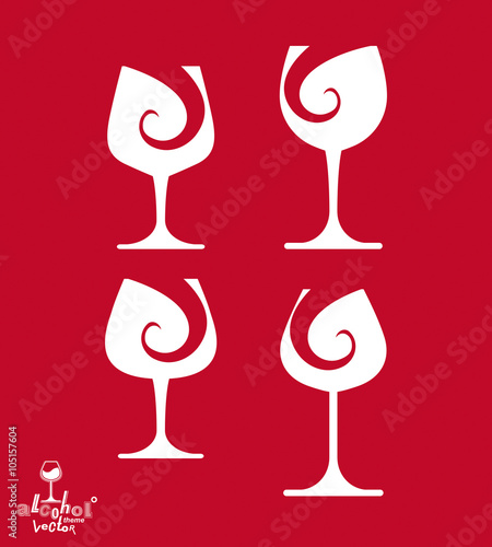 Beautiful vector sophisticated wine goblets, alcohol theme illus