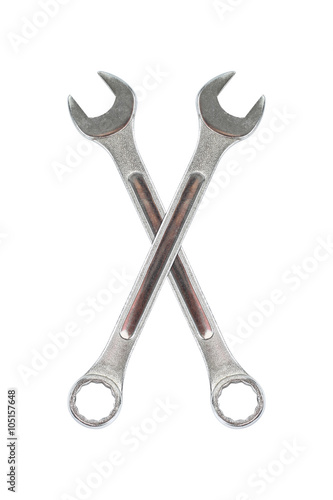 Cross wrenches isolated on white