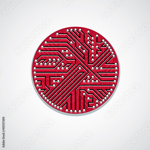Round circuit board with electronic components of technology dev