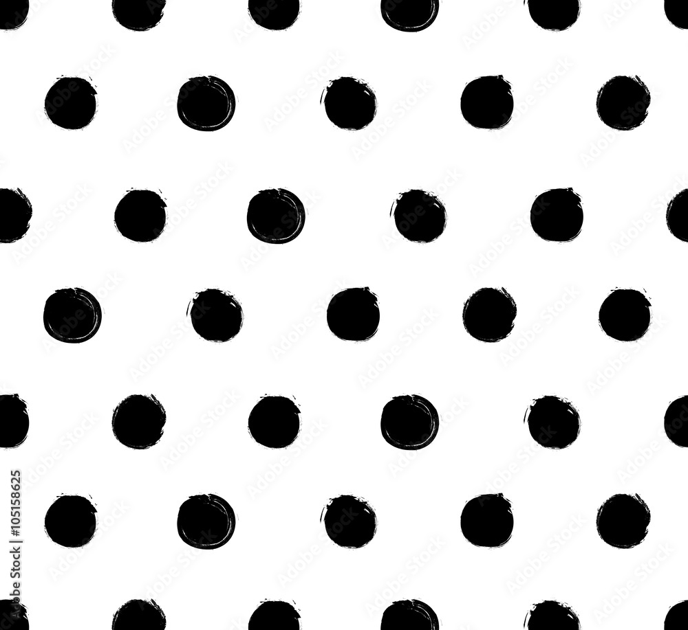 Grunge polka dot doodle seamless pattern