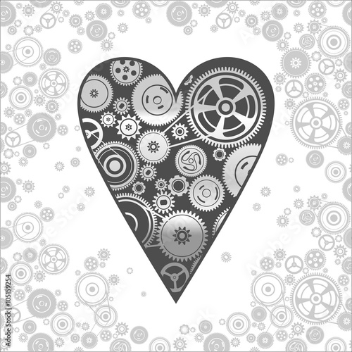 gearwheel heart-shaped mechanism background