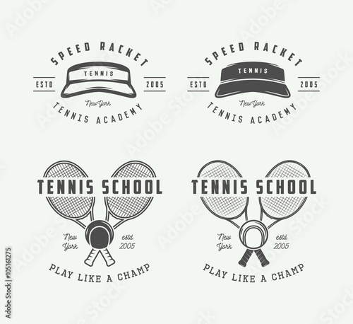 Vintage tennis sport logo  emblem  badge  label or mark.