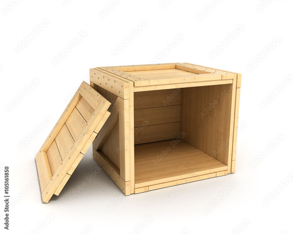 open wooden box lying on its side isolated on white background open wooden box lying on its side isolated on white background