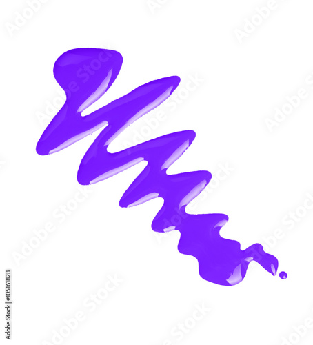High resolution purple nail polish spill on white background