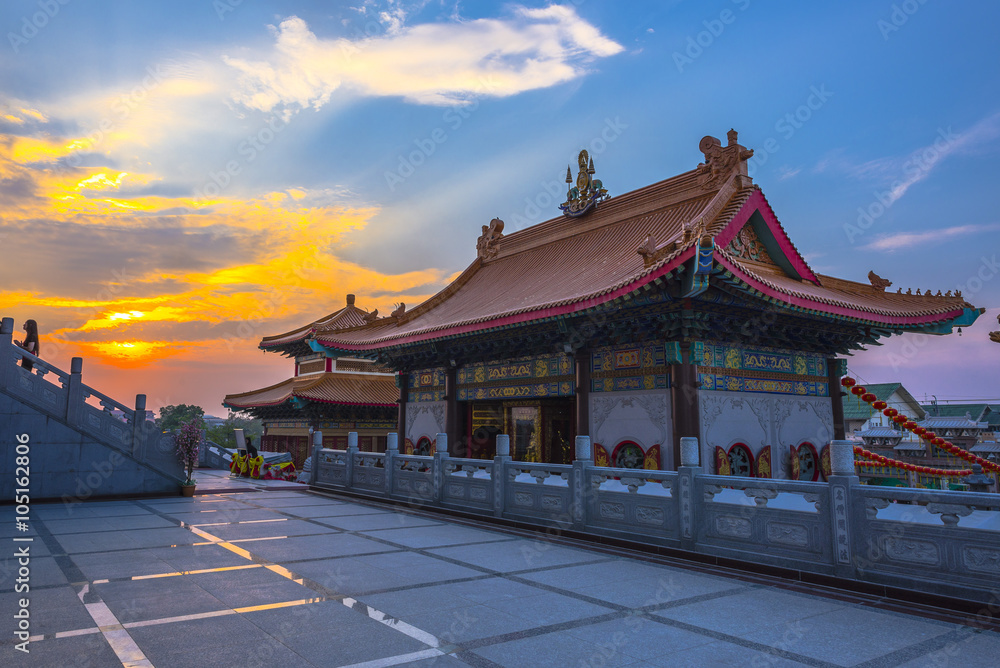 Naklejka premium Wat Borom Raja Kanchanapisek Anusorn, known as Wat Leng Noei Yi 2 is the Chinese Buddhist temple in Nonthaburi province.