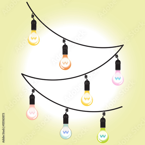 Image garlands of light bulbs