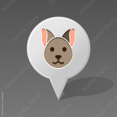 Cat pin map icon. Animal head vector illustration