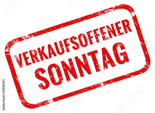 verkaufsoffener sonntag stempel rot grunge