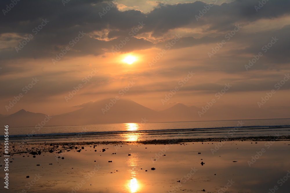 Sunrise over Bali volcano
