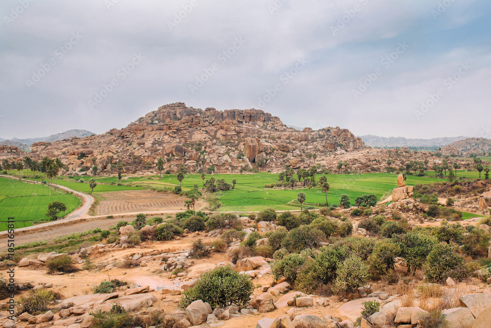 Landscape around ancient Hampi city Landscape around ancient Hampi city