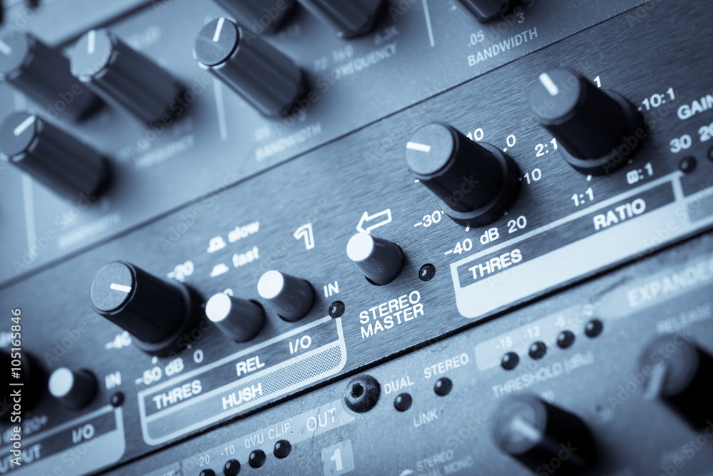 Buttons in sound studio Buttons in sound studio