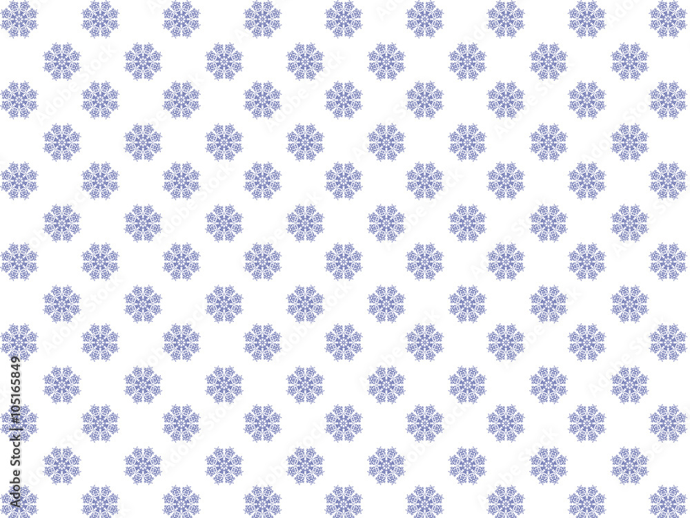 White background with a pattern of blue snowflakes