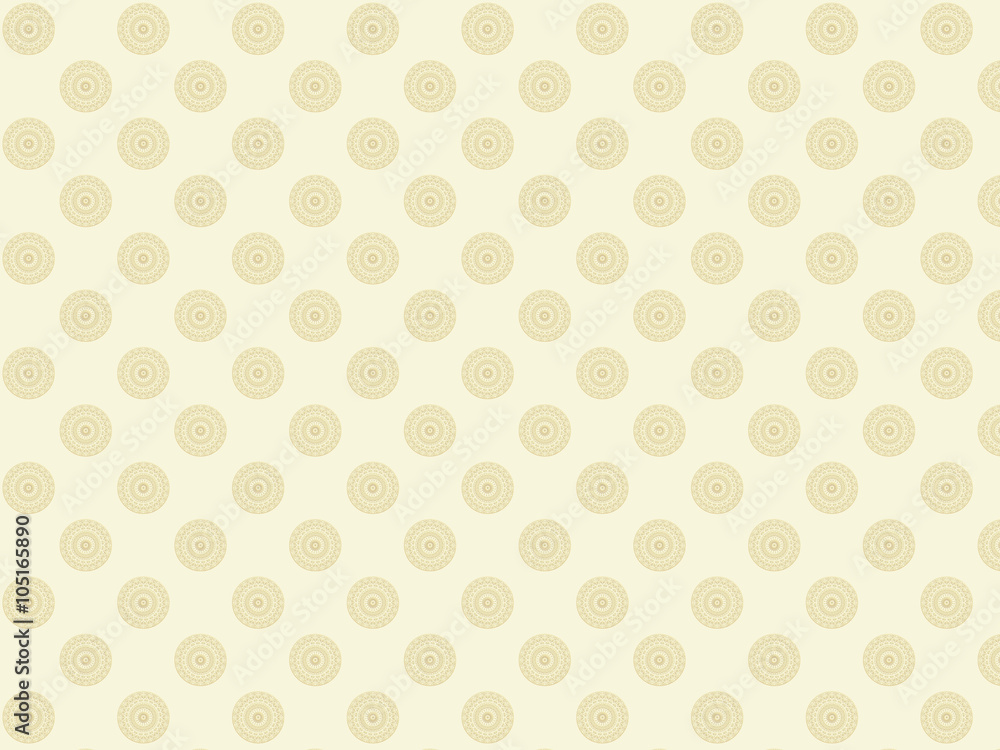Beige background with round lace patterns. Bitmap.
