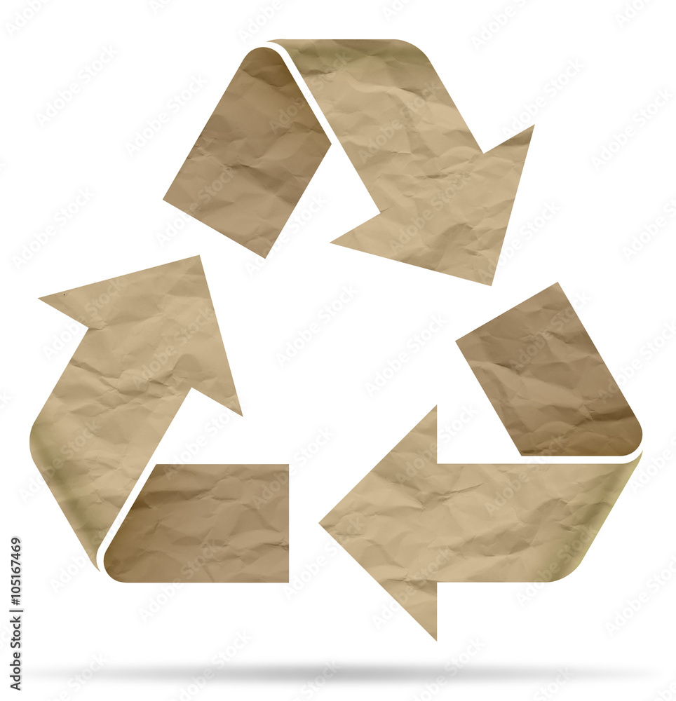 Obraz premium recycle symbol from crumpled paper