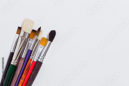 Brushes of the artist on a white background
