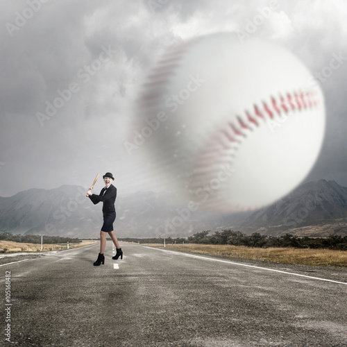 Baseball girl training © Sergey Nivens