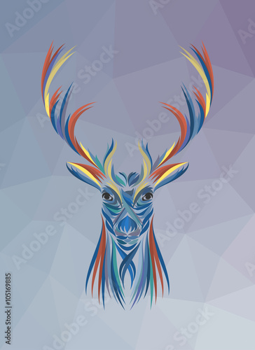colored deer image   in  background polygon