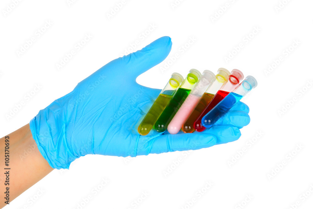 hand with test tubes hand with test tubes