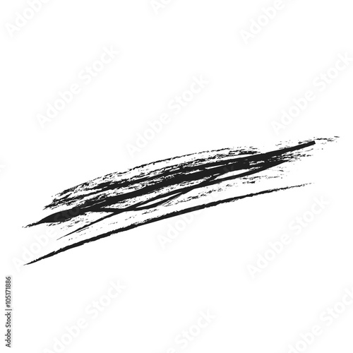 black line, grunge brush strokes ink paint isolated on white background