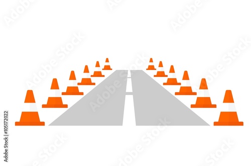 Traffic cone on a road
