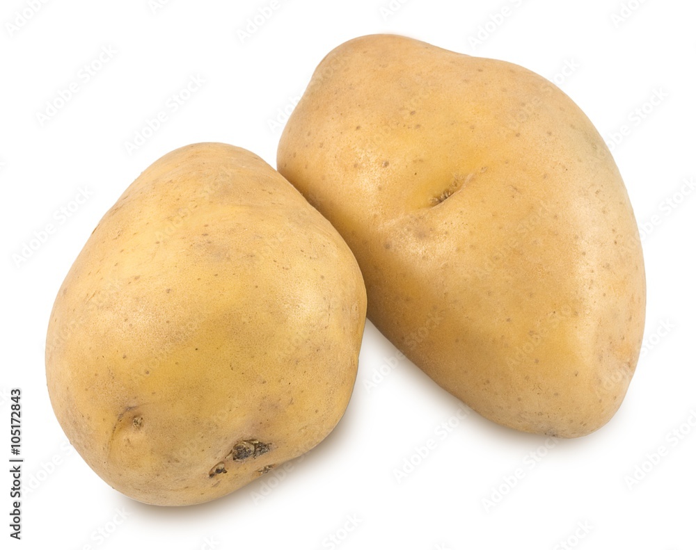 Fresh Potatoes Tuber on A White Background Fresh Potatoes Tuber on A White Background