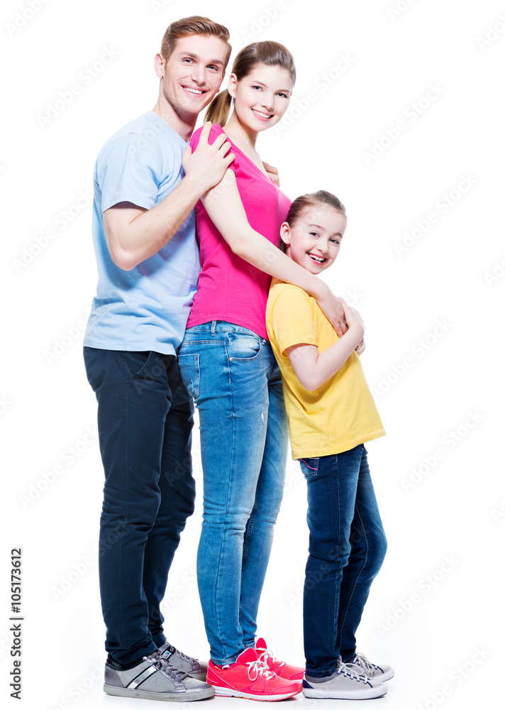 Full portrait of the happy young family. Full portrait of the happy young family.