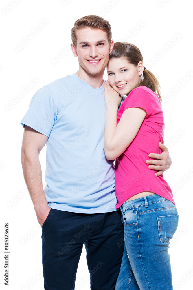 Portrait of young happy smiling couple. Portrait of young happy smiling couple.