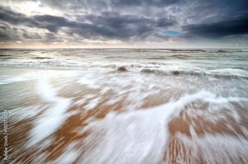 waves on North sea coast with long exposure