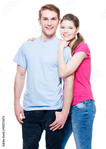 Portrait of happy embracing couple.