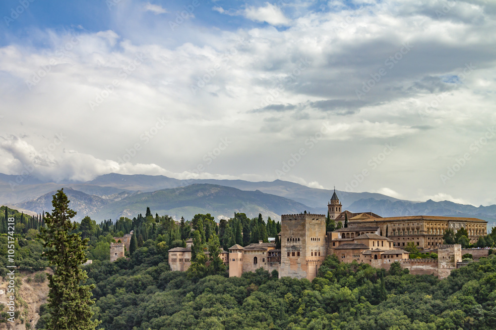 Alhambra - cloudy sky and sunlight