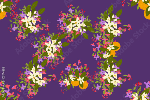 Floral arabis, orange background vector illustration © Rasveta
