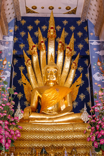 Nakprok Buddha in the church of wat phra that cho hae,northern,thailand. photo