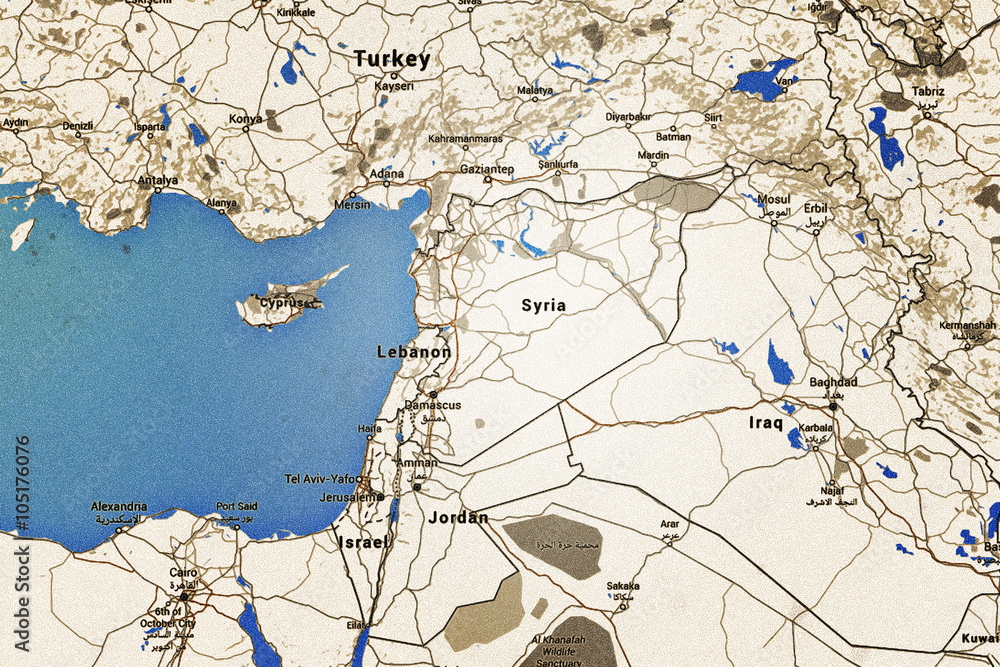 Fototapeta premium Syria Retro Map